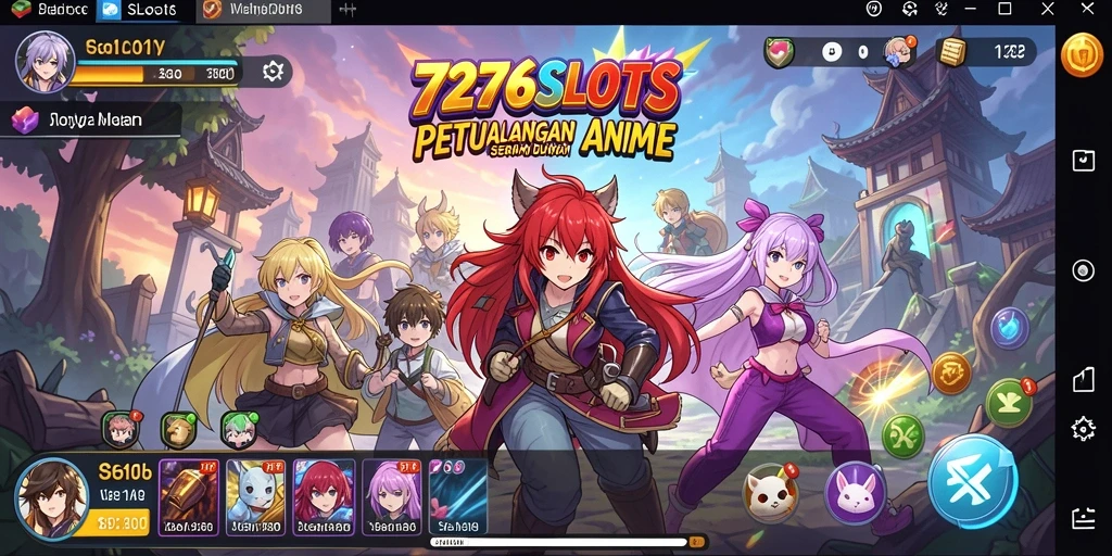 Tampilan menawan gameplay 7276SLOTS dengan karakter anime yang berwarna-warni.