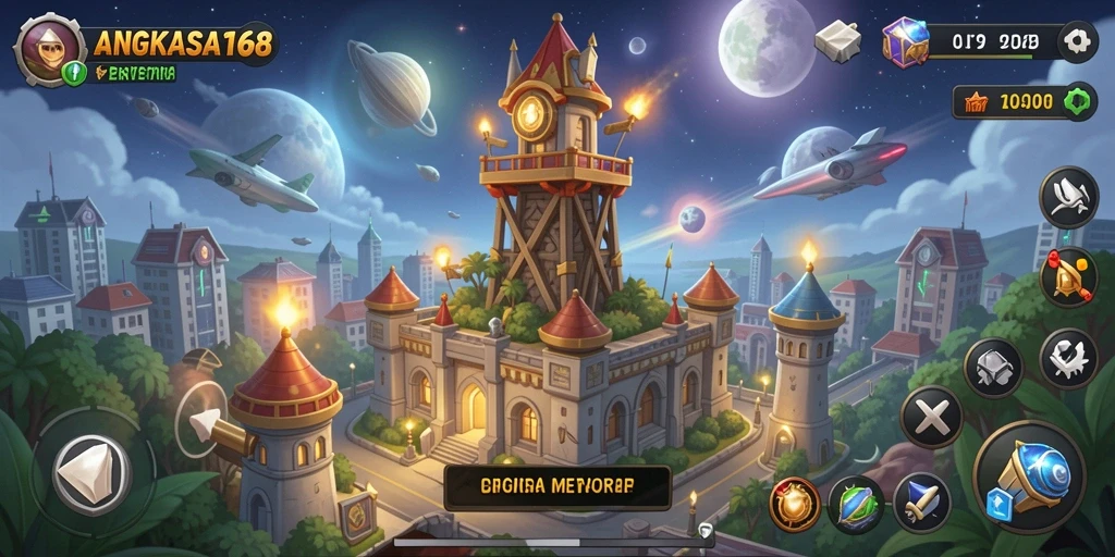 Tangkapan layar gameplay menarik dari ANGKASA168 Tower Defense.