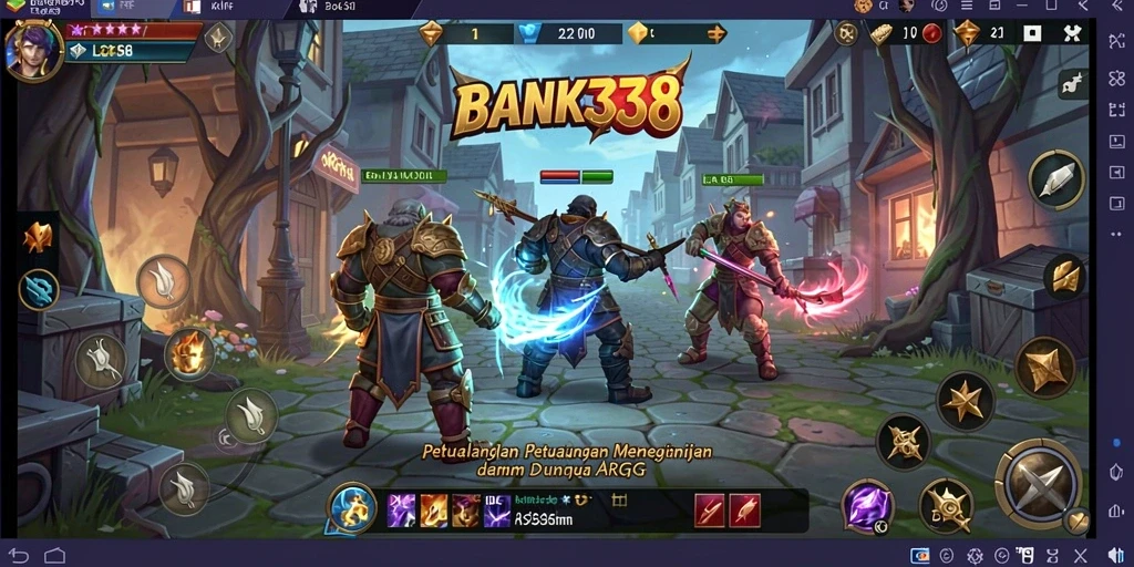 Tampilan seru saat karakter bertarung melawan monster di BANK338.