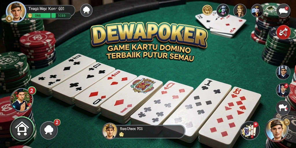 Tampilan gameplay seru DEWAPOKER dengan kartu domino yang menantang.