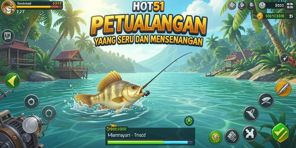 Gameplay HOT51 menampilkan pengalaman memancing yang realistis dan mengasyikkan.