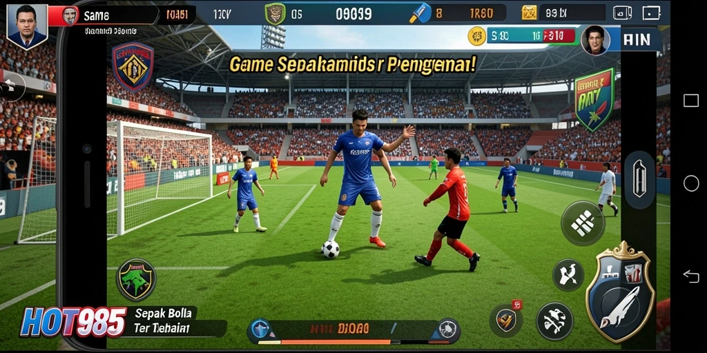 Gameplay seru di lapangan sepak bola dalam HOT985.