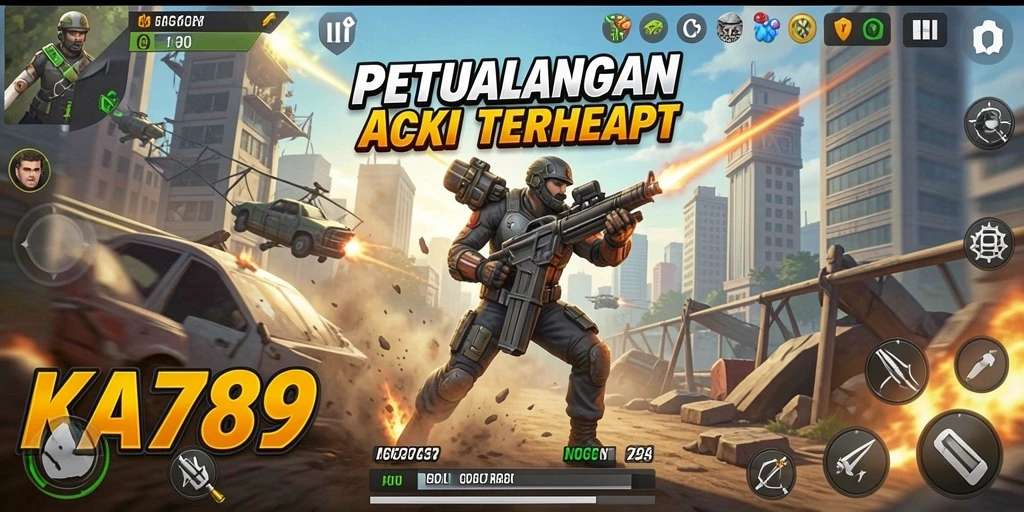 Tangkapan layar KA789 menampilkan aksi intens dan gameplay seru.