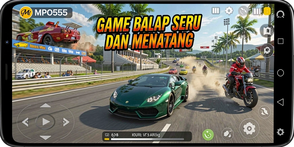 Tampilan gameplay MPO555 menampilkan aksi balap yang mendebarkan dan kendaraan yang bertenaga.