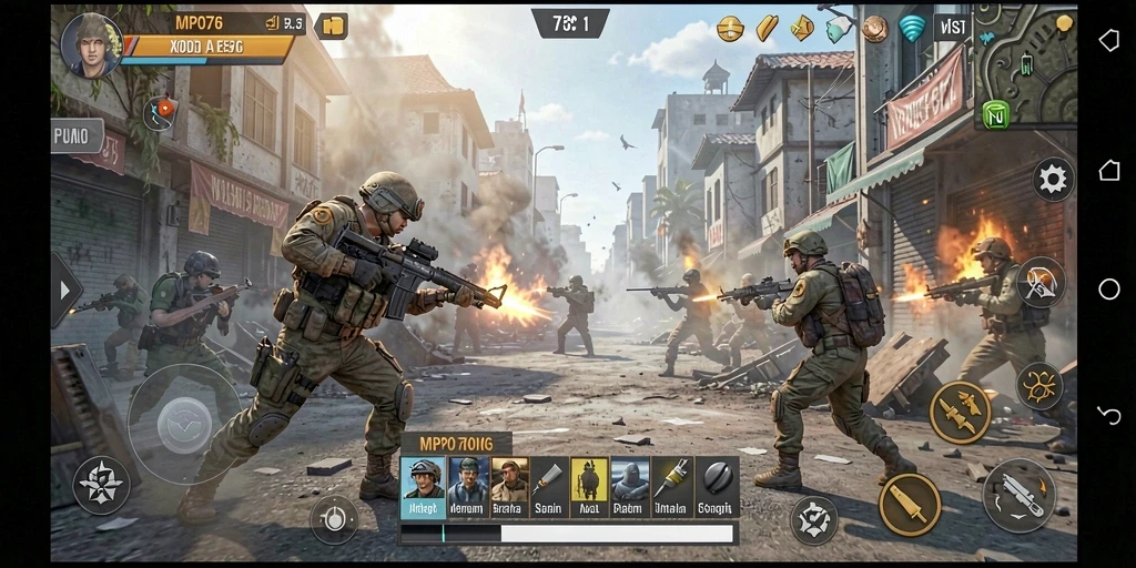 Screenshot utama MPO76 yang menunjukkan gameplay strategi intens