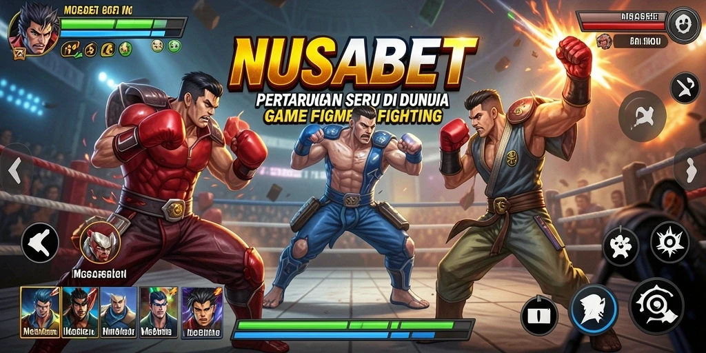 Tangkapan layar gameplay NUSABET menampilkan pertarungan seru antara karakter yang berbeda.