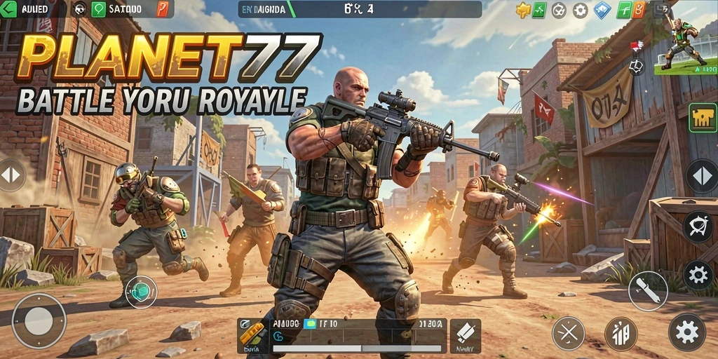 Tampilan menarik dari gameplay Battle Royale di PLANET77.