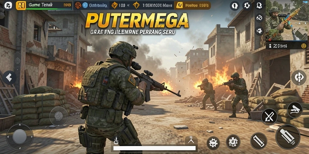 Screenshot gameplay PUTERMEGA menampilkan aksi tembak-menembak yang seru.