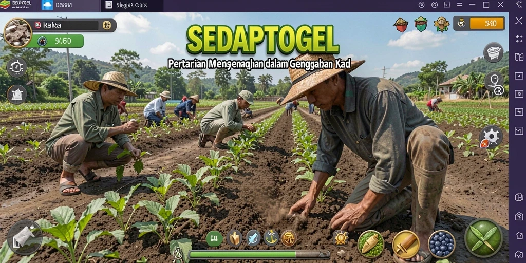 Tampilan gameplay SEDAPTOGEL yang menampilkan ladang indah.