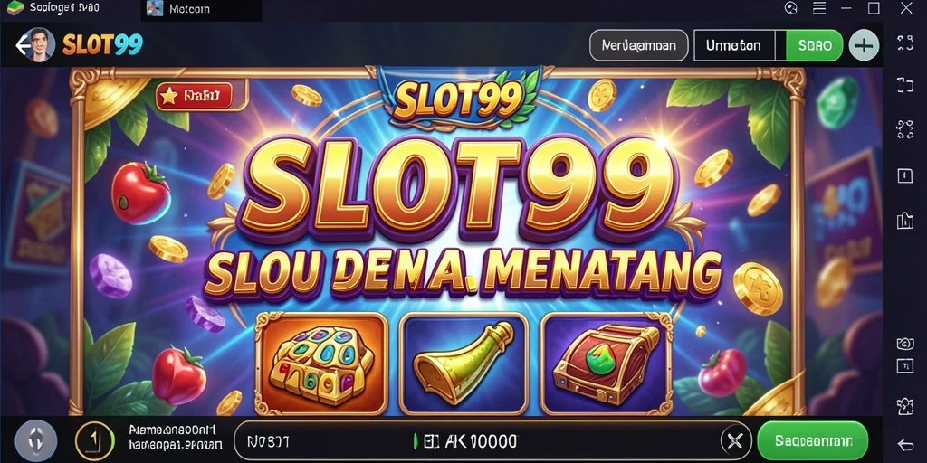 Screenshot utama SLOT99 menampilkan aksi slot yang mendebarkan.