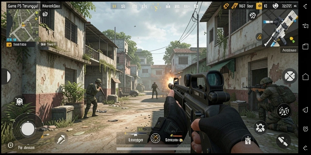 Screenshot permainan W67 menampilkan aksi menembak yang intens dan mendebarkan.